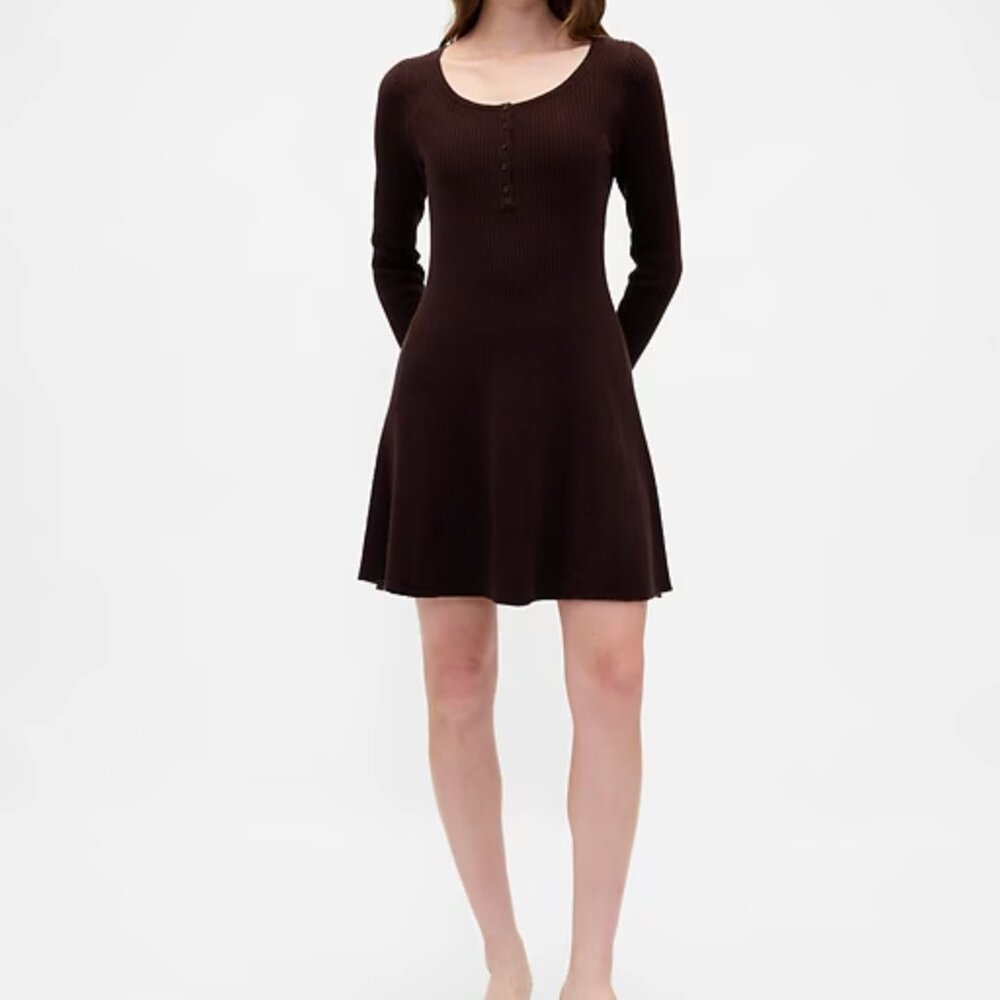 NWT GAP CashSoft Rib Mini Sweater Dress in Terra Brown